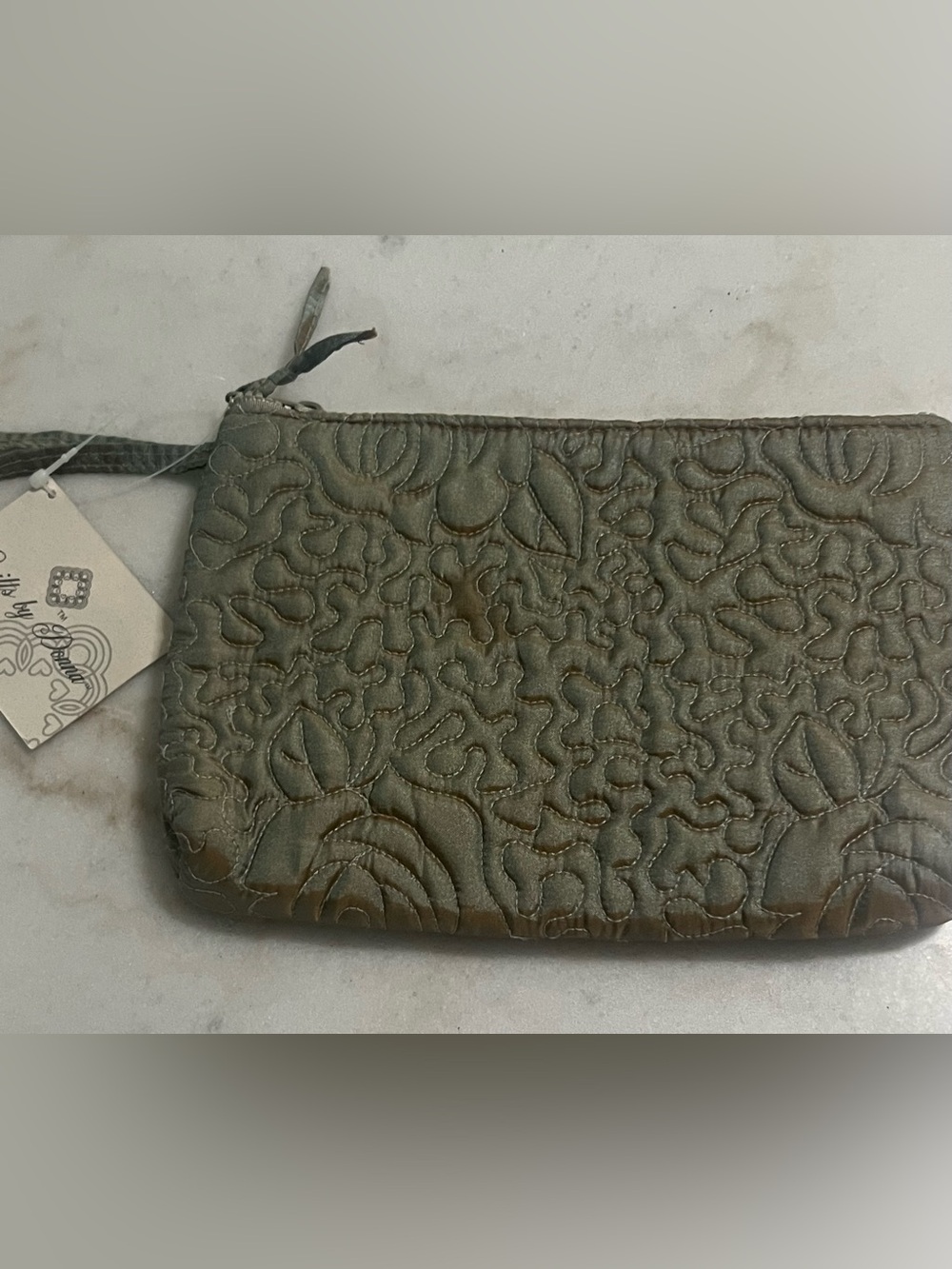 Donna Sharp Quilted Metallic Olive/Brown/Copper Pouch Wallet Wristlet NWT